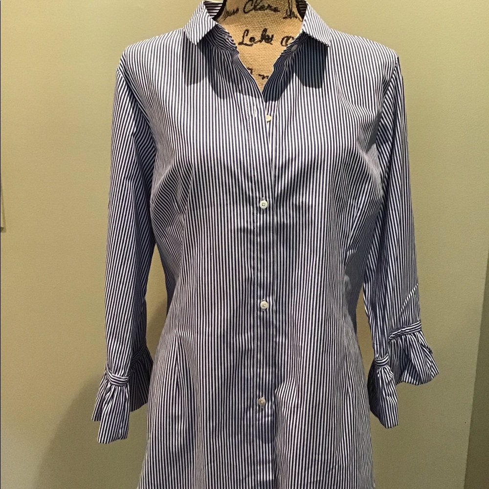 White & Blue stripe blouse.